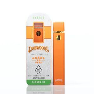 Dabwoods Banana OG disposable is a convenient & clean way to get your high on the go! Juiced up with 1 Gram of concentrate made from the premium cannabis,